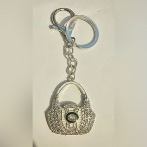 Clear/ Iridescent Crystal Handbag Bagcharm/Keychain Silver Tone